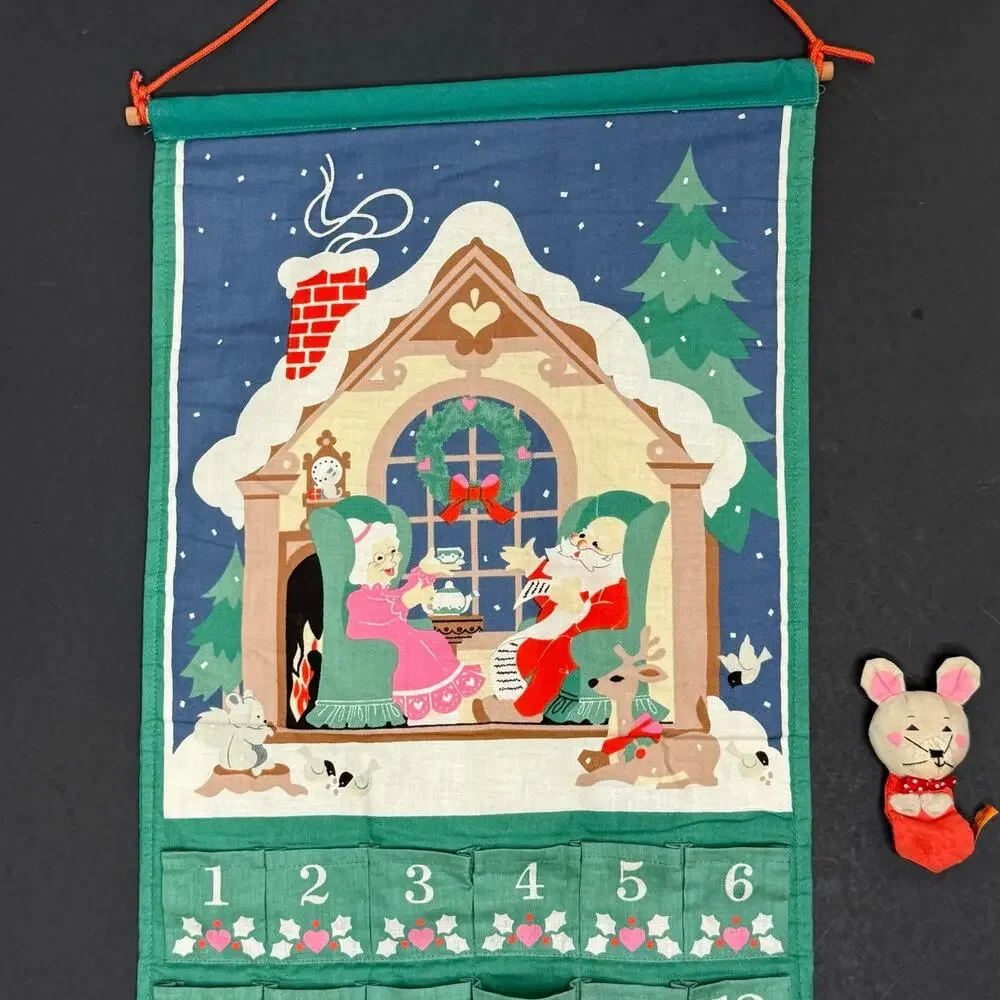 Vintage 1980s Avon Advent Calendar with Mouse Mover Countdown to Christmas 1987